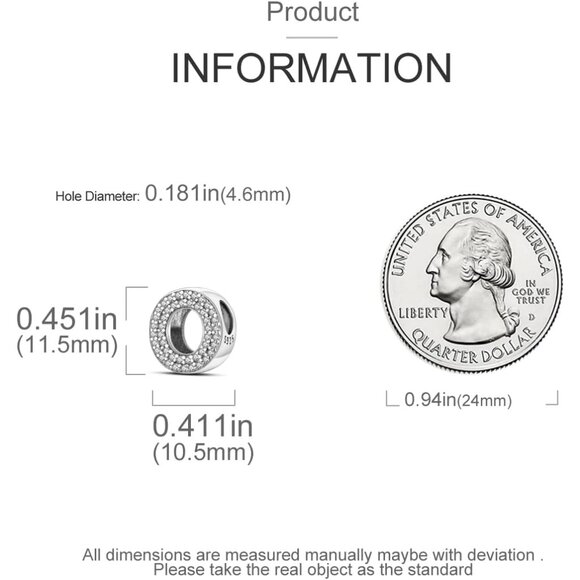 Dazzling 925 Silver Alphabet Dangle Charms with 5A Cubic Zirconia for Women - Picture 4 of 7